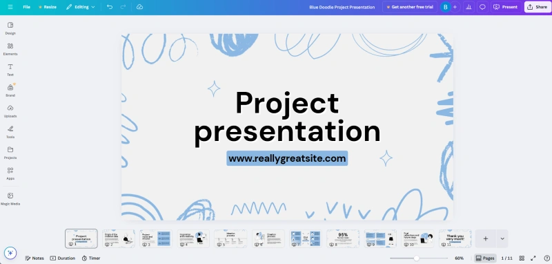 Canva editor with active template