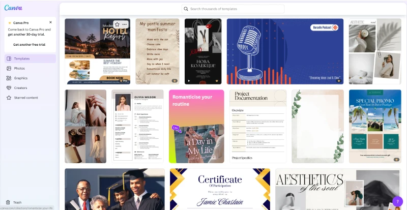 Canva templates library