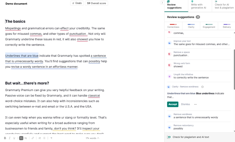 Grammarly interface