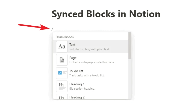 Notion editor with mixed block types