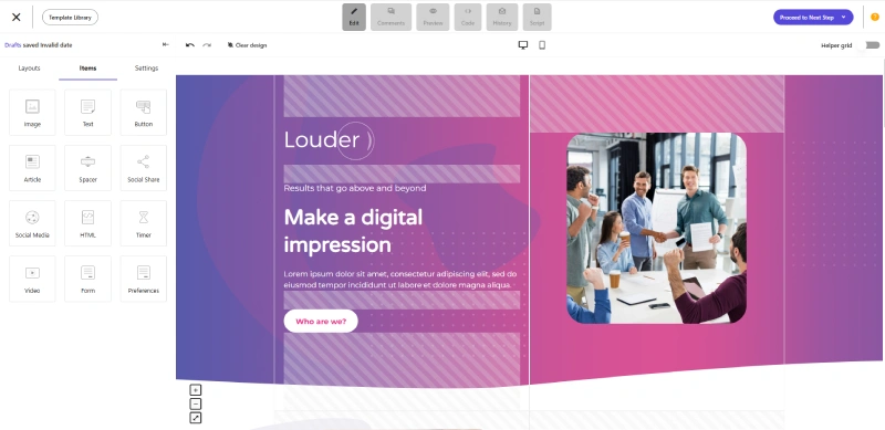 Drag-and-drop page builder